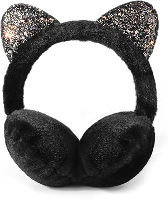 Kids Ear Muffs for Winter Cute Cat Earmuffs Plush Warm Ear Warmers Winter Accessories for Girls Cold Weather Earmuffs