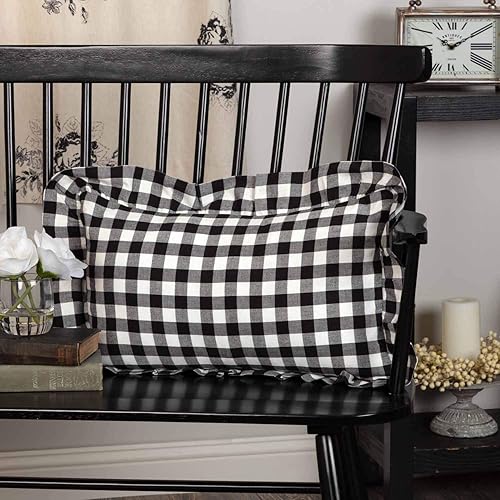 Falda de cama individual negra a cuadros vintage 39x76x16