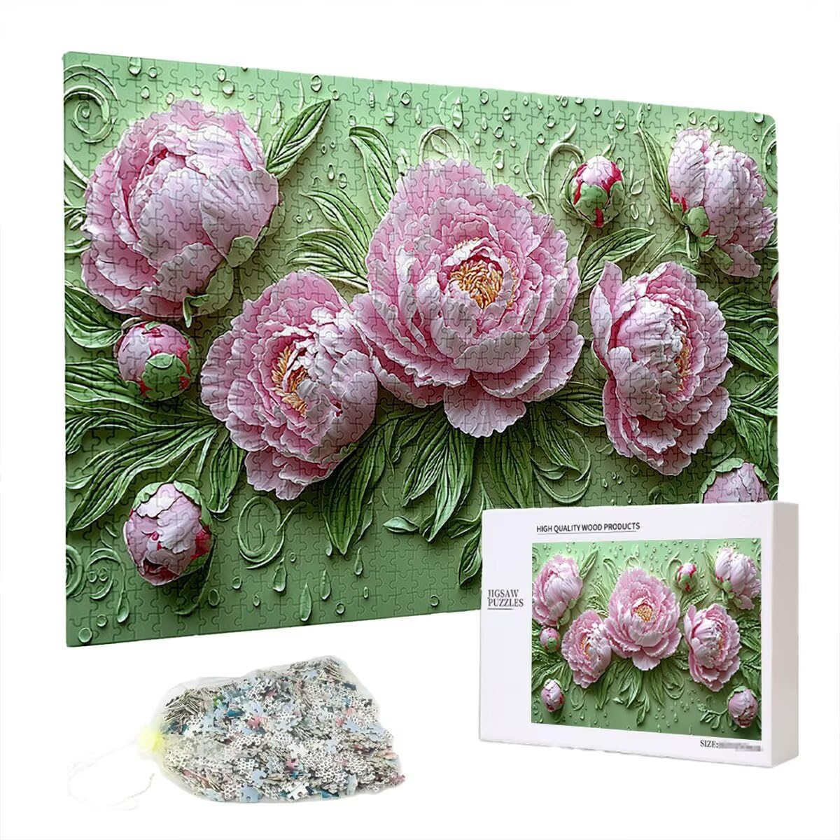 Puzzle 4000 elementów, kwiat, piwonia, 4000 elementów, drewniane puzzle dla dorosłych, wymagająca łamigłówka, gra logiczna dla całej rodziny, drewniane puzzle do dekoracji salonu, na prezenty, P-22