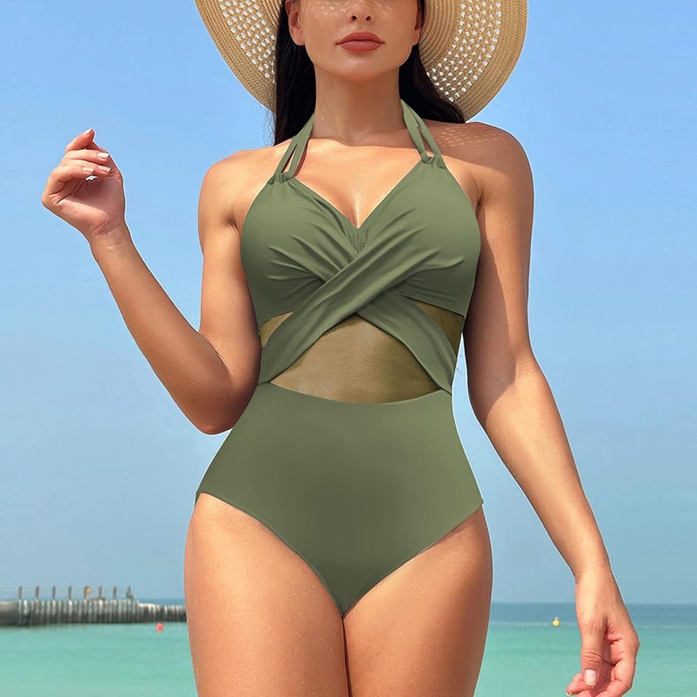 [CORALIQUE] Classic Pocket Monokini ★人気★ Amazon.com: JOAU Women Front Criss Cross Mesh Patchwork One