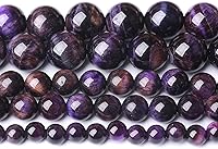 Vista 2 de Cuentas de ojo de tigre morado natural, cuentas redondas y sueltas, piedras preciosas energéticas, poder curativo para hacer joyas, 1 hebra de 0.236