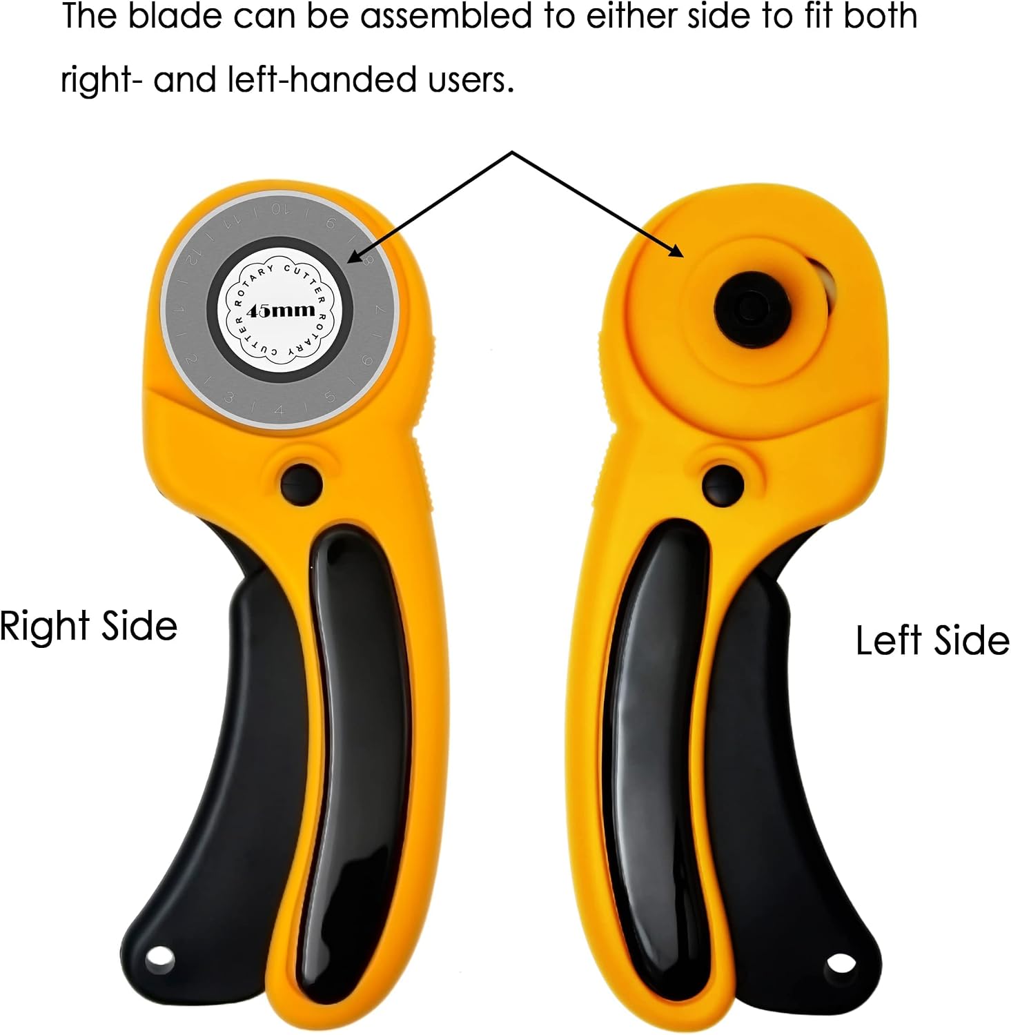 45mm Rotary Cutter, RosyMyth Fabric Cutter, for Paper, Leather Cutting, Quilting Sewing Scrapbooking, Seamstress, Tailors (Yellow)