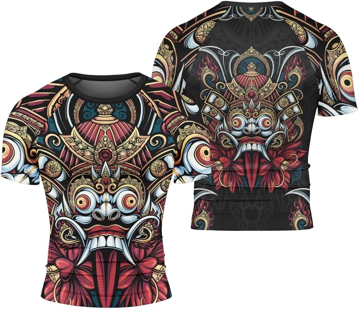 Legendary Samurai Men's Rash Guard Shirts Short Sleeve, Baselayer Compression Shirt for Jiu Jitsu MMA
