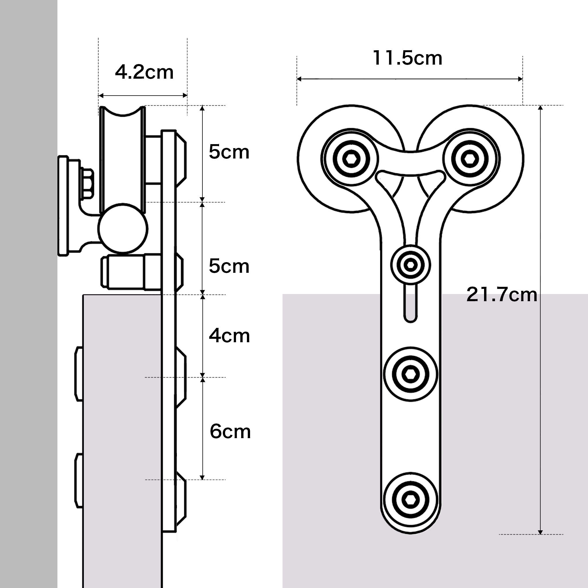 TSMST 120cm/4ft Système de porte coulissante à deux plis Kit complet, gain de place porte de