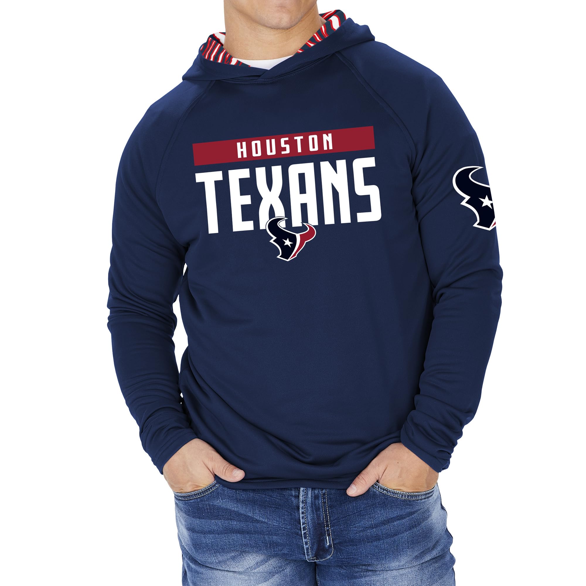Zubaz NFL Football Men's Solid Team Hoodie with Camo Lined Hood and Sleeve Graphic — view 90