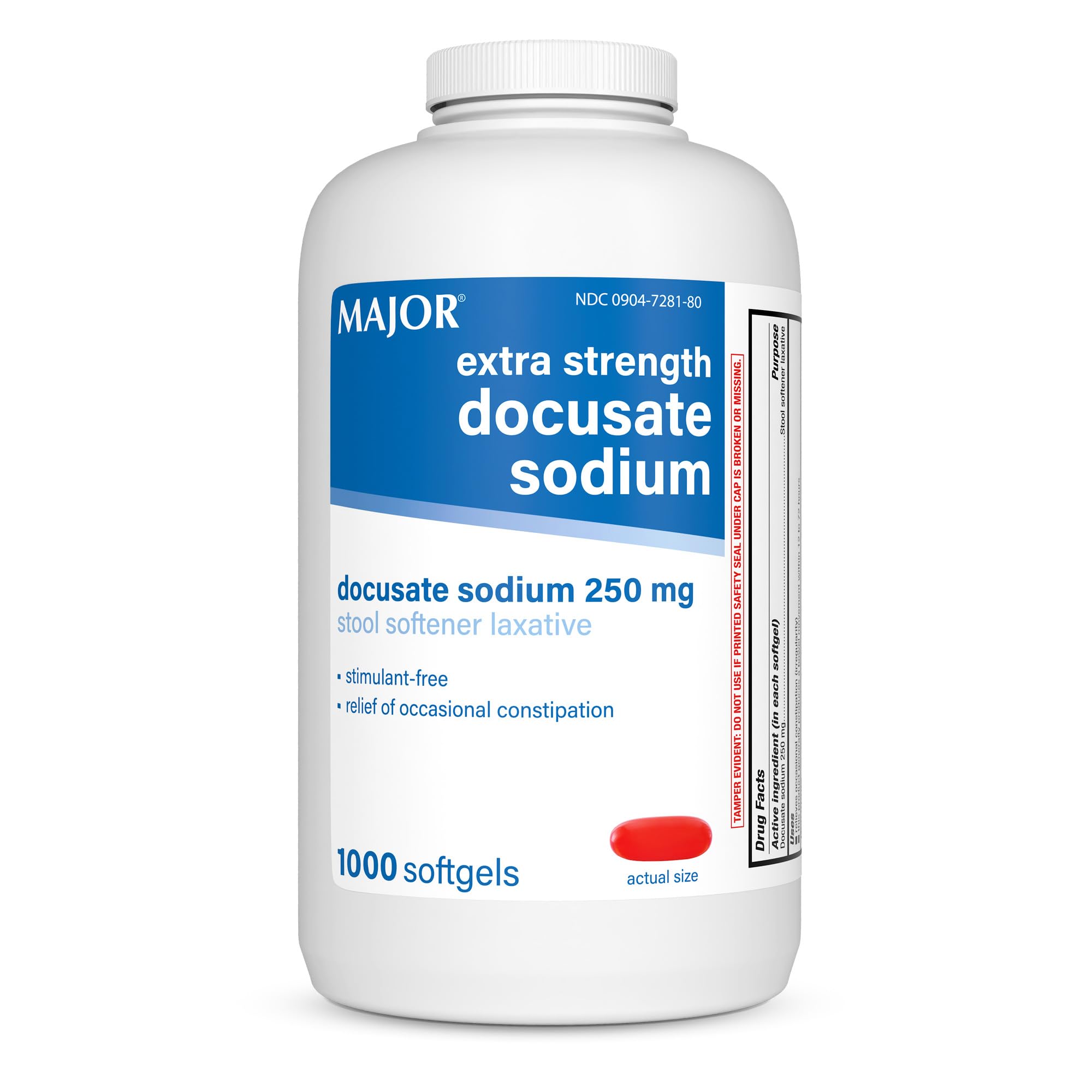 Major Docusate Sodium 250 mg Extra Strength Stool Softener, 1000 Count