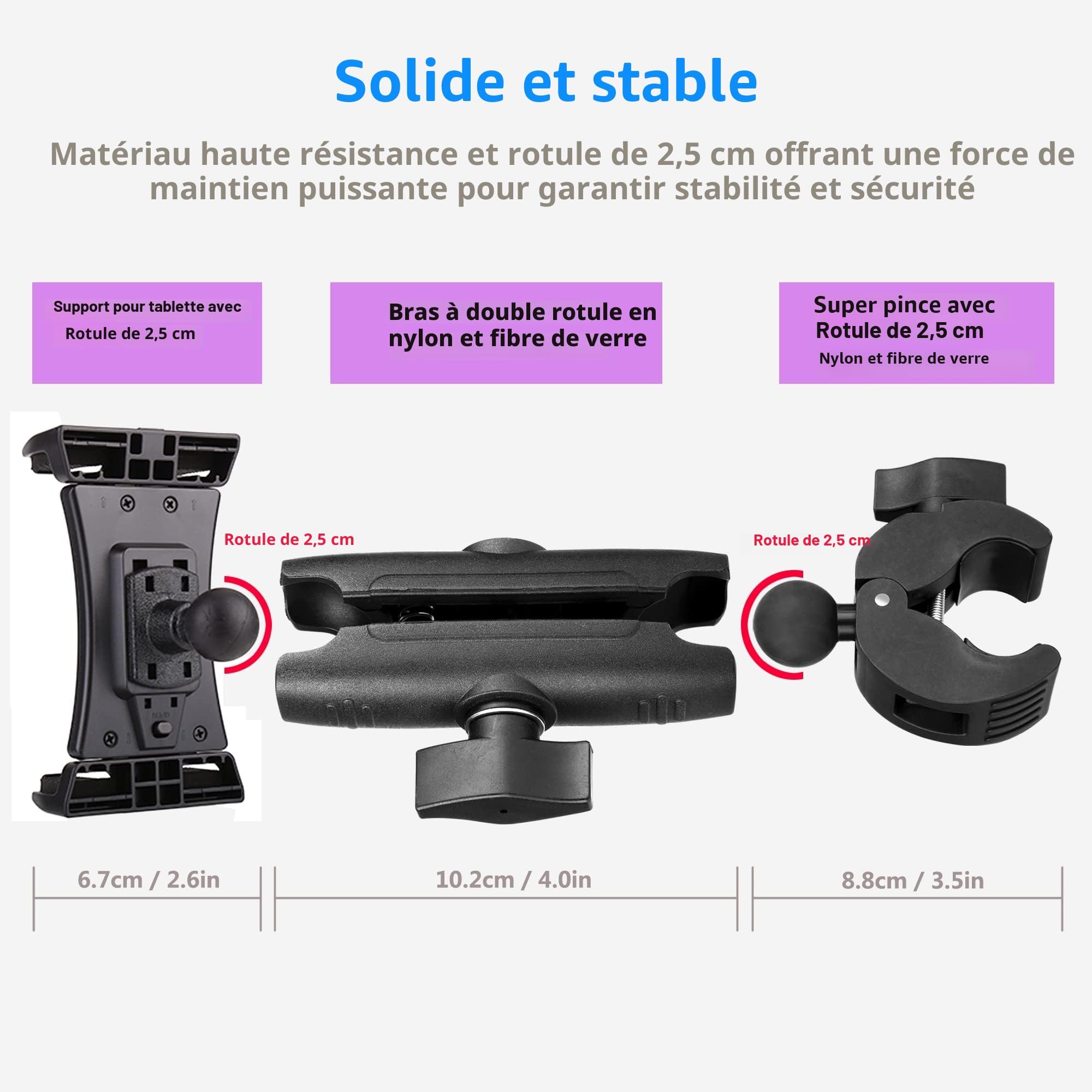 Support de Tablette pour Tapis de Course Support de Guidon vélo Stationnaire elliptique Poussette Peloton pour appareils 4 à 13 Pouces, iPad Pro 12.9, Air, Mini, Galaxy Tabs, iPhone