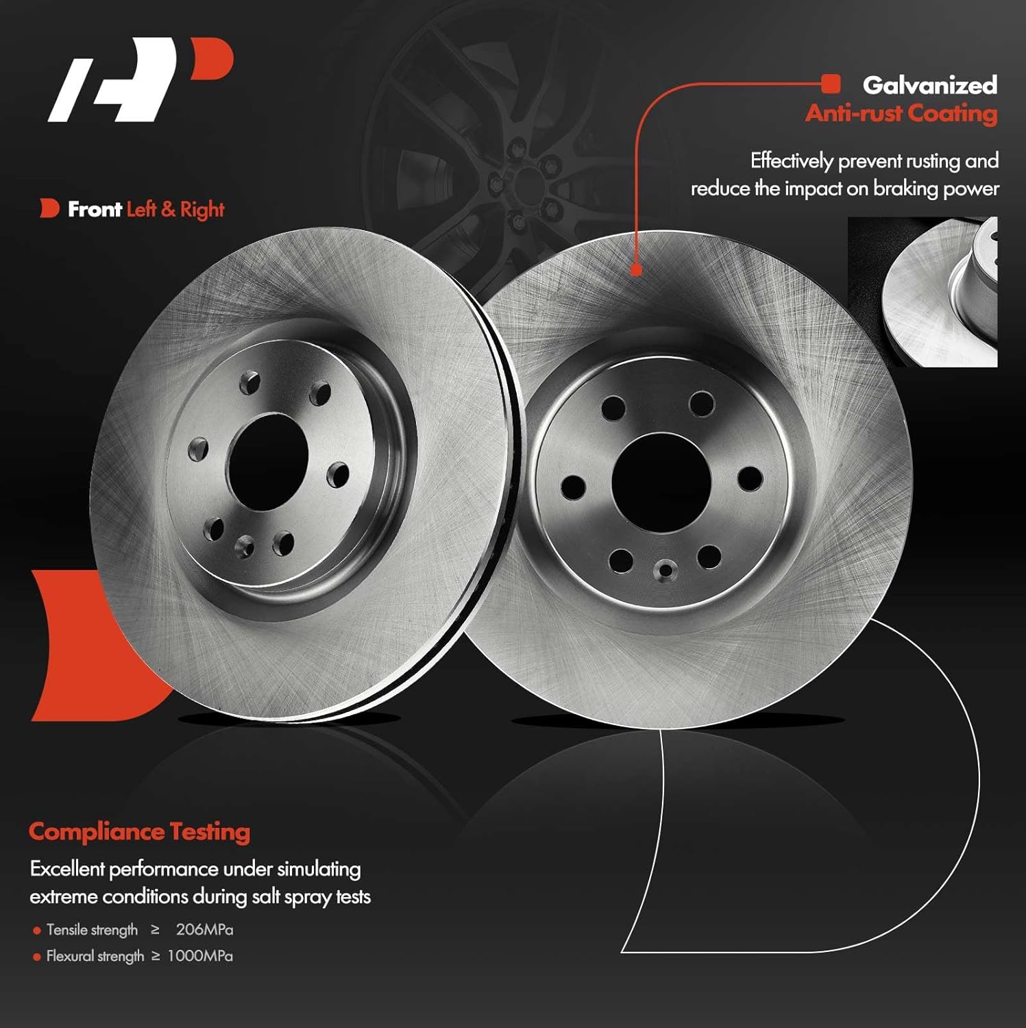 A-Premium 13.58 inch (345mm) Front Vented Disc Brake Rotors Compatible with Select Cadillac and Saab Models - SRX 2010-2016, 9-4X 2011, 2-PC Set