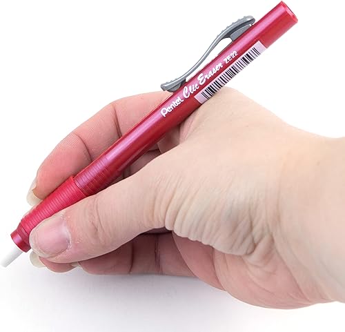 Miniatura 8 de Pentel Clic - Empuñadura de borrador, borrador retráctil, barril rojo, caja de 12 unidades (ZE22B)