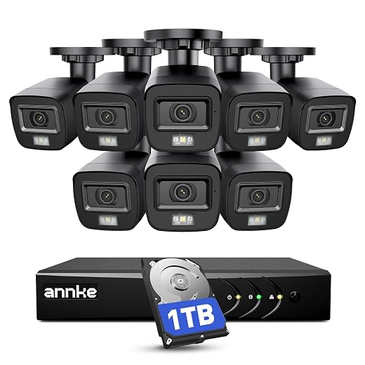 ANNKE 3K Lite Wired Security Camera System Outdoor, 8X 2MP Cameras, 1TB HDD