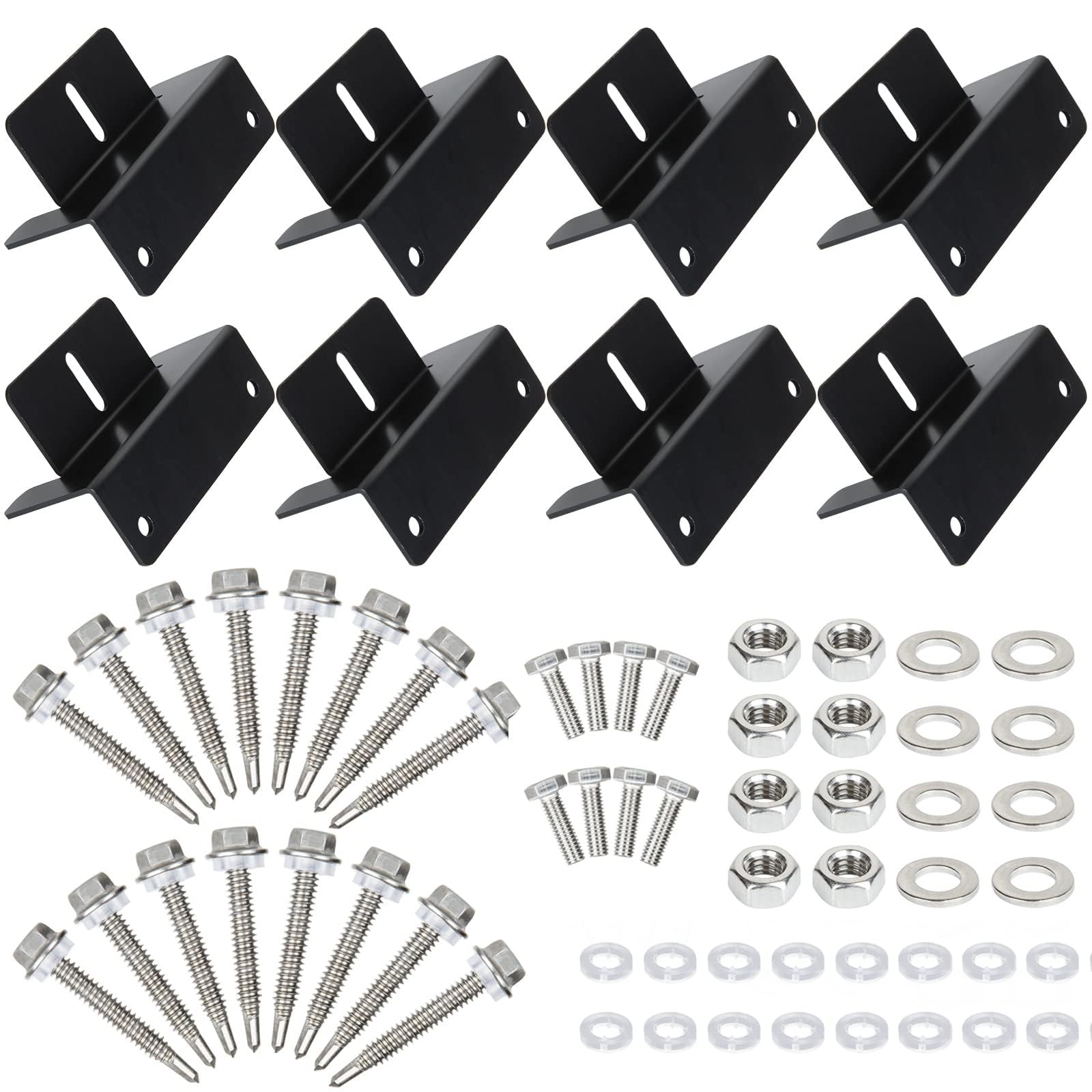 ASelected Lot de 8 Support Montage Panneau Solaire en Z avec écrous/vis, Fixation Panneau Solaire en Alliage d'aluminium, Support de Panneau Solaire Pour Camping-Car, Bateau, Caravane