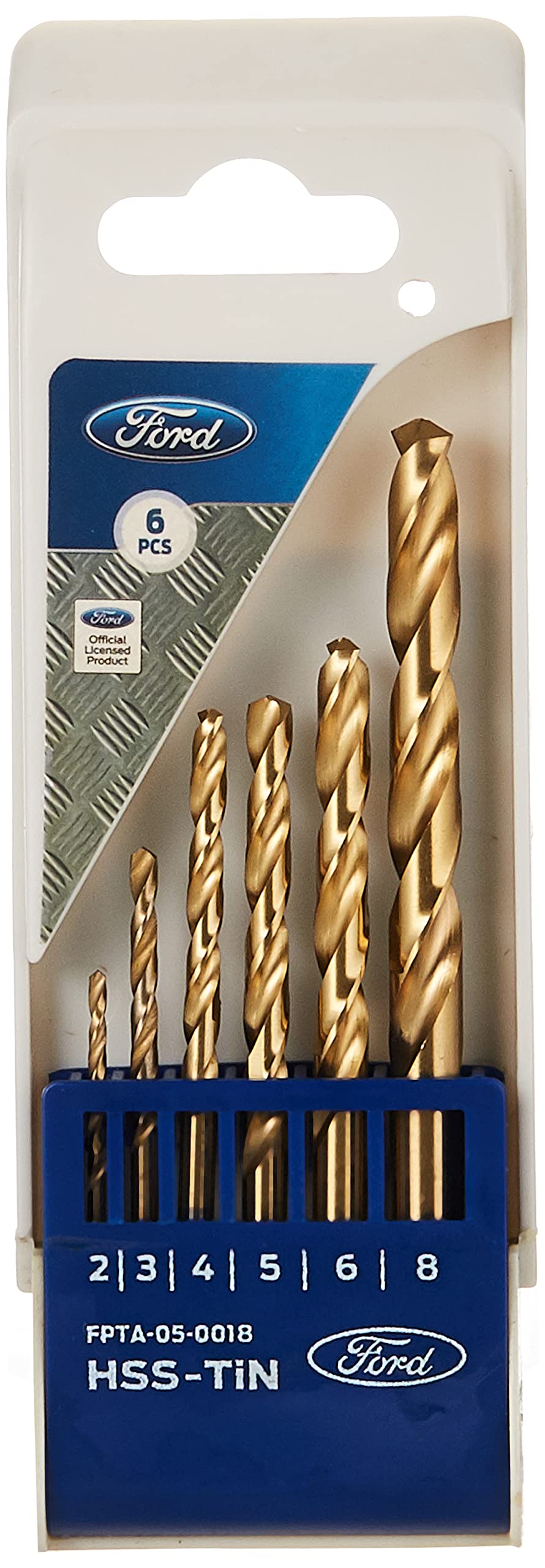 Ford Tools 6 Piece Hss Tin Metal Drill Bit Set, FPTA-05-0018