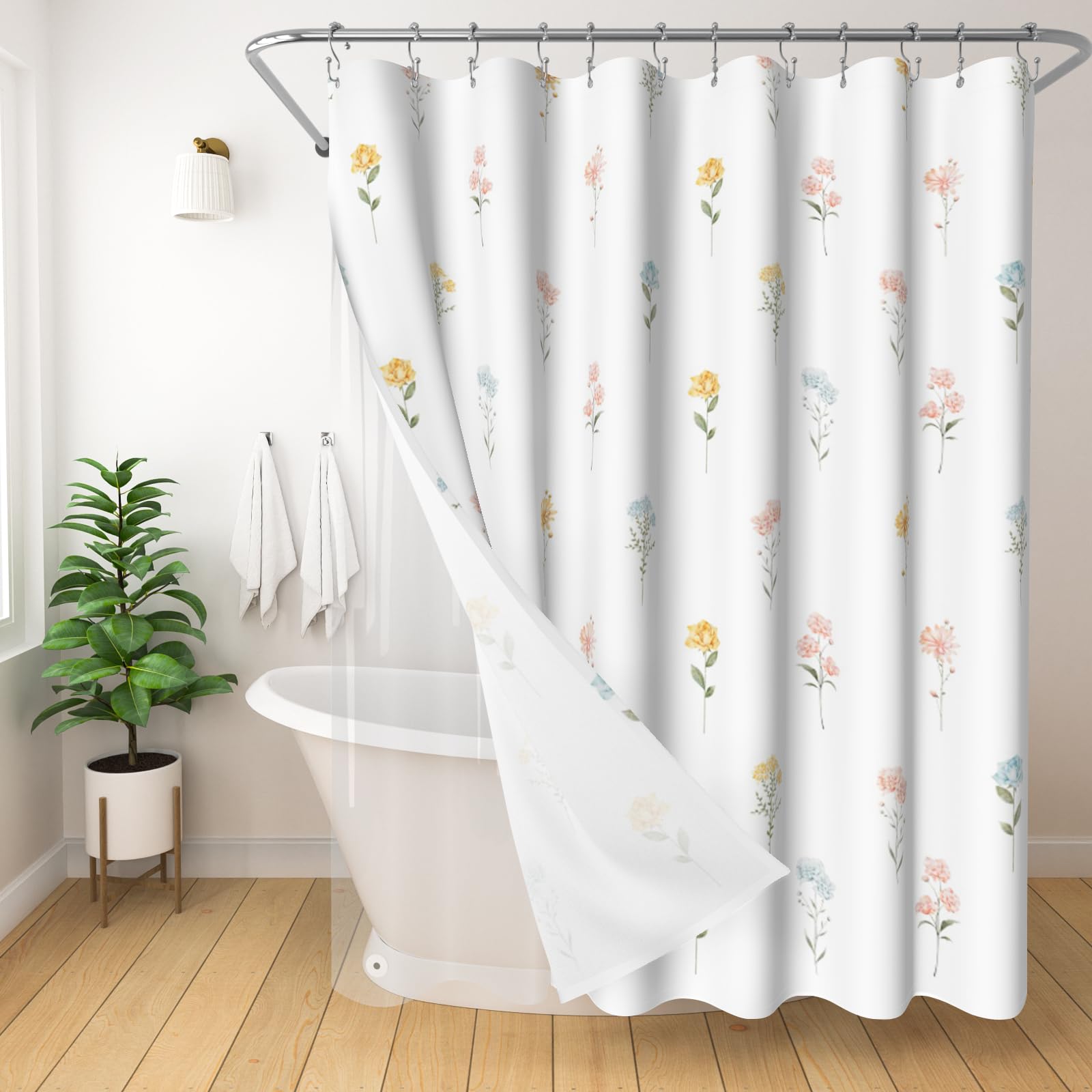 GKLEASG 3 in 1 Shower Curtain Set, Botanical Floral — image 1