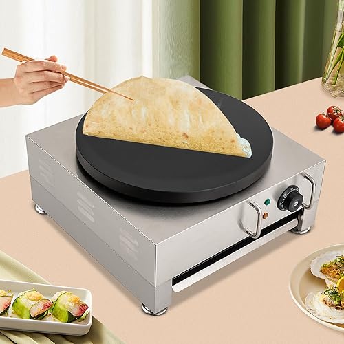Miniatura 7 de Máquina eléctrica de crepé, máquina de panqueques de 16 pulgadas, 2200 W, antiadherente, acero inoxidable, máquina de panqueques eléctrica para