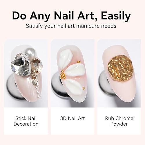 Miniatura 2 de MAYCHAO Gel de uñas blanco 3D para arte de uñas, 0.51 onzas (0.53 oz) de esmalte de gel con diamantes de imitación, pegamento para arte de uñas,
