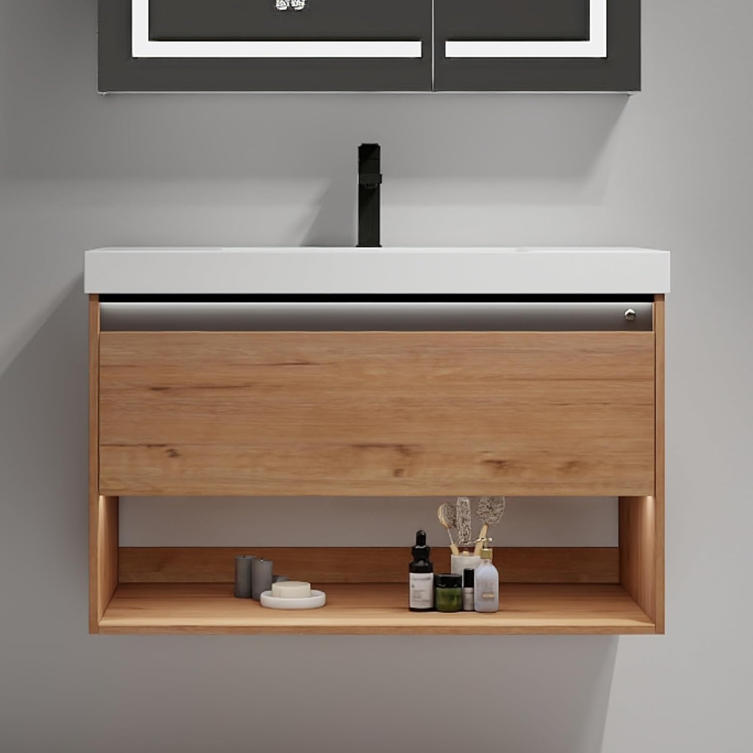 Blossom 36 Inch Bathroom Vanity with LED lighting illuminated