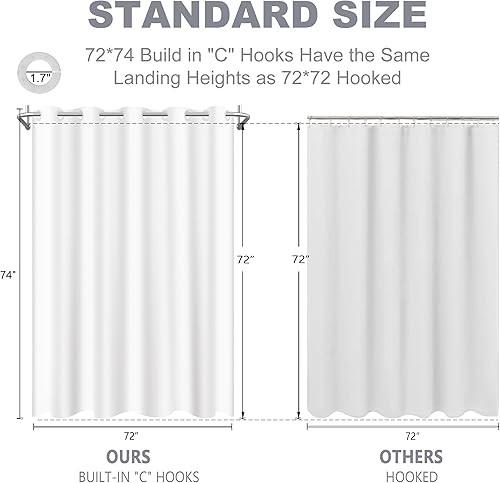 Miniatura 6 de Cortina de ducha sin gancho, estilo moderno de hotel de lujo a rayas cheurón blanco, tela impermeable lavable para baño, instalación rápida en 15