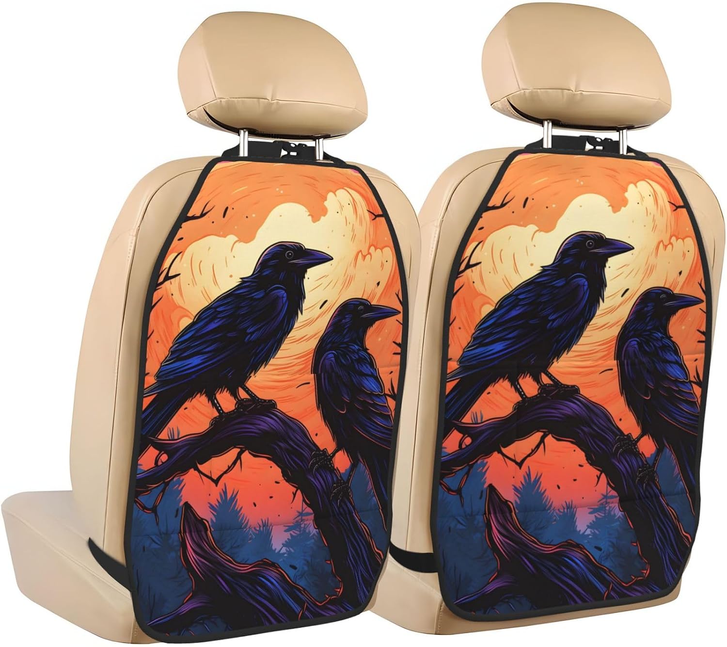 Car Seat Back Kick Protector 2 Pack 18.5x26.4 Inch, Cartoon Dinosaur Hat Anti-Kick Pad, Waterproof Oxford Fabric Large Rear Seat Cover for Kids Pets Fits SUV Jeep Truck Sedan