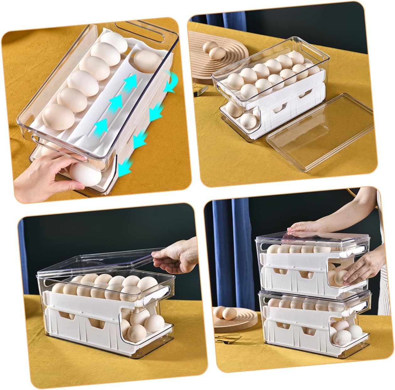 jojofuny Capacity Double-layer Holder Reusable Refrigerator Organizer for Easy Access and Storage for Kitchen and Family Use