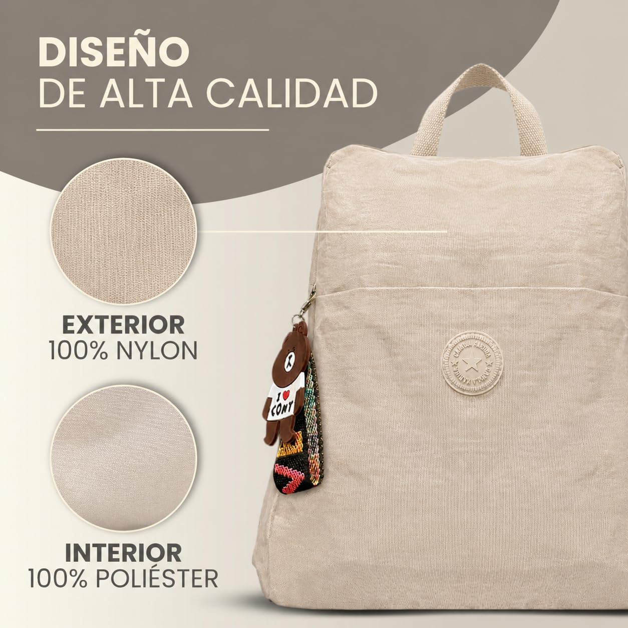 BOLSO MUJER | MOCHILA MUJER | Mochila Antirrobo Mujer | Impermeable | Diseño de Nylon | Bolsos de Mujer | Azul (BEIS)