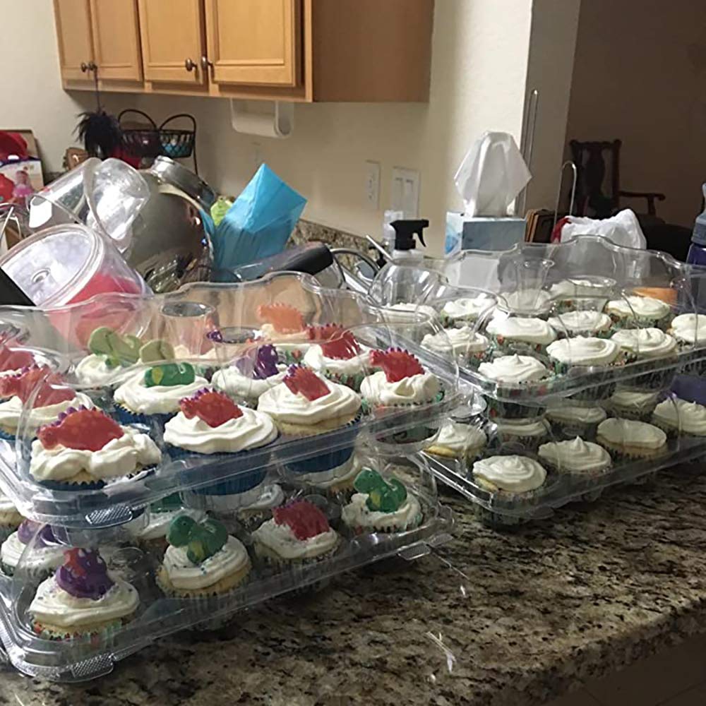Paquete de 12 portadores para cupcakes, 12 cajas apilables para cupcakes, recipiente transparente para cupcakes con tapa desmontable para cupcakes, magdalenas, sin BPA 7