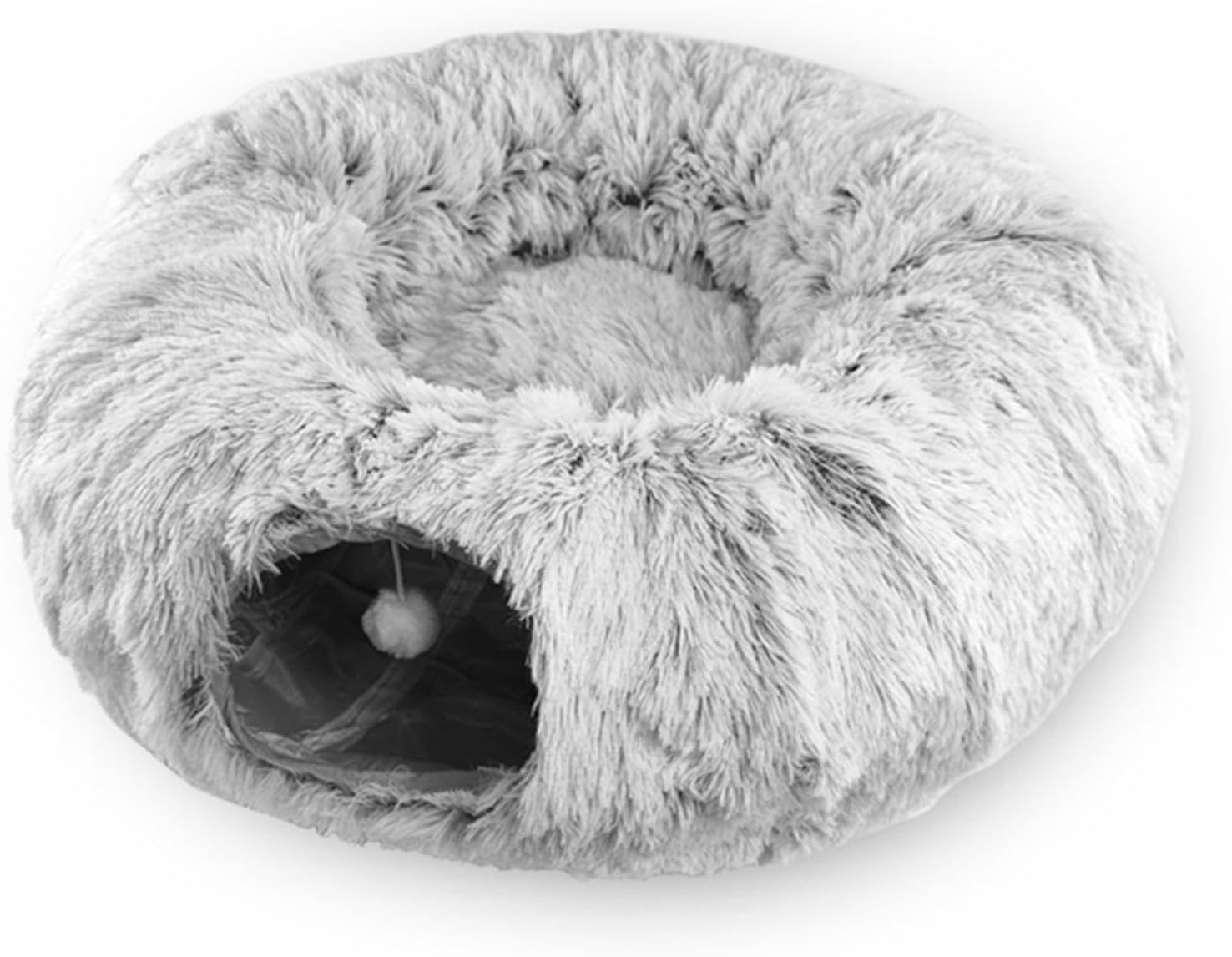 Christmas Tree Cat Tunnel, Cat Tunnel for Under Christmas Tree, Cat Bed Cave Donut with Plush Toy,Washable Tunnel Tube collapsib-le Scratch Resistant Cat Toys Cat Bed for Cat