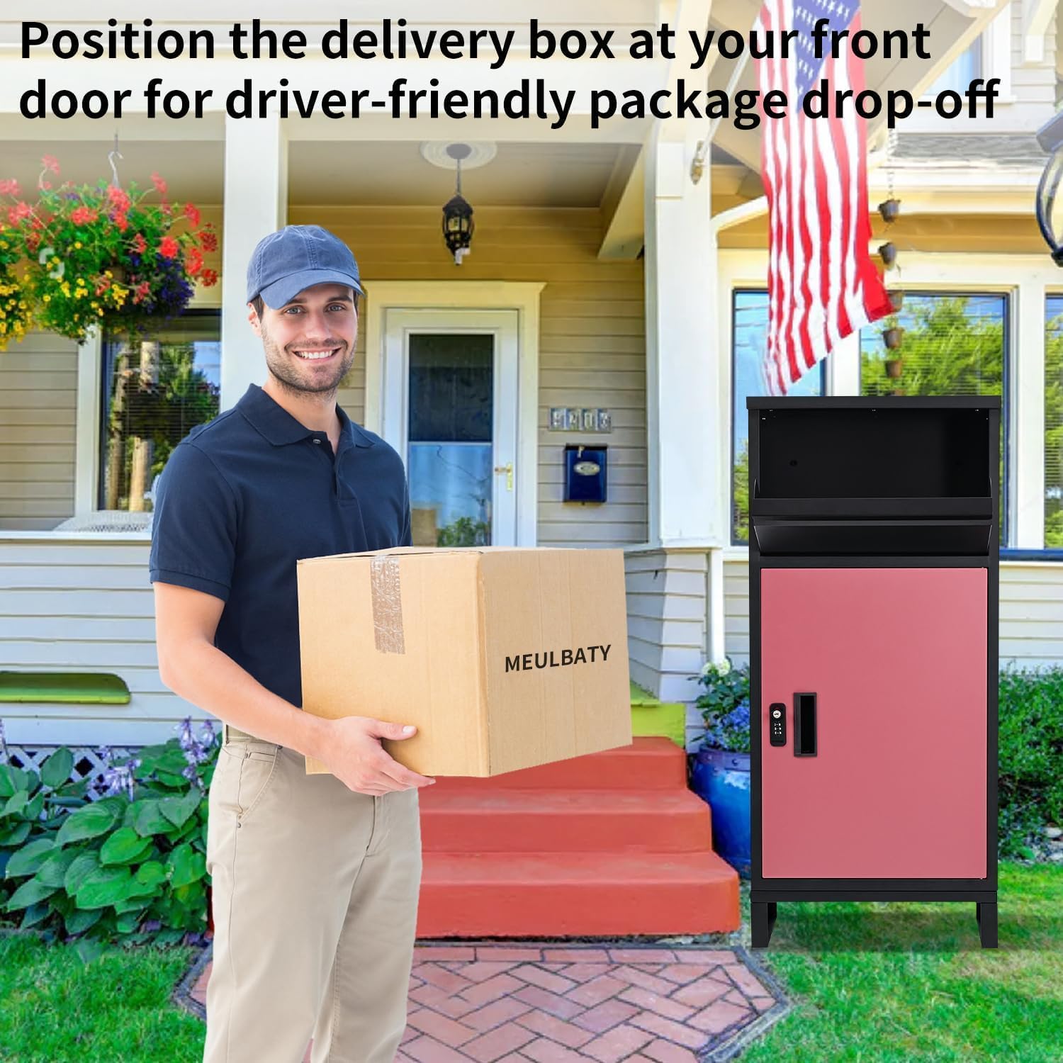 Package Delivery Boxes for Outside, Extra Large Lockable Parcel Drop Box for Outdoor, Waterproof Galvanized Alloy Parcel Mailbox, Secure Anti Theft Package Delivery Box for Porch Curbside