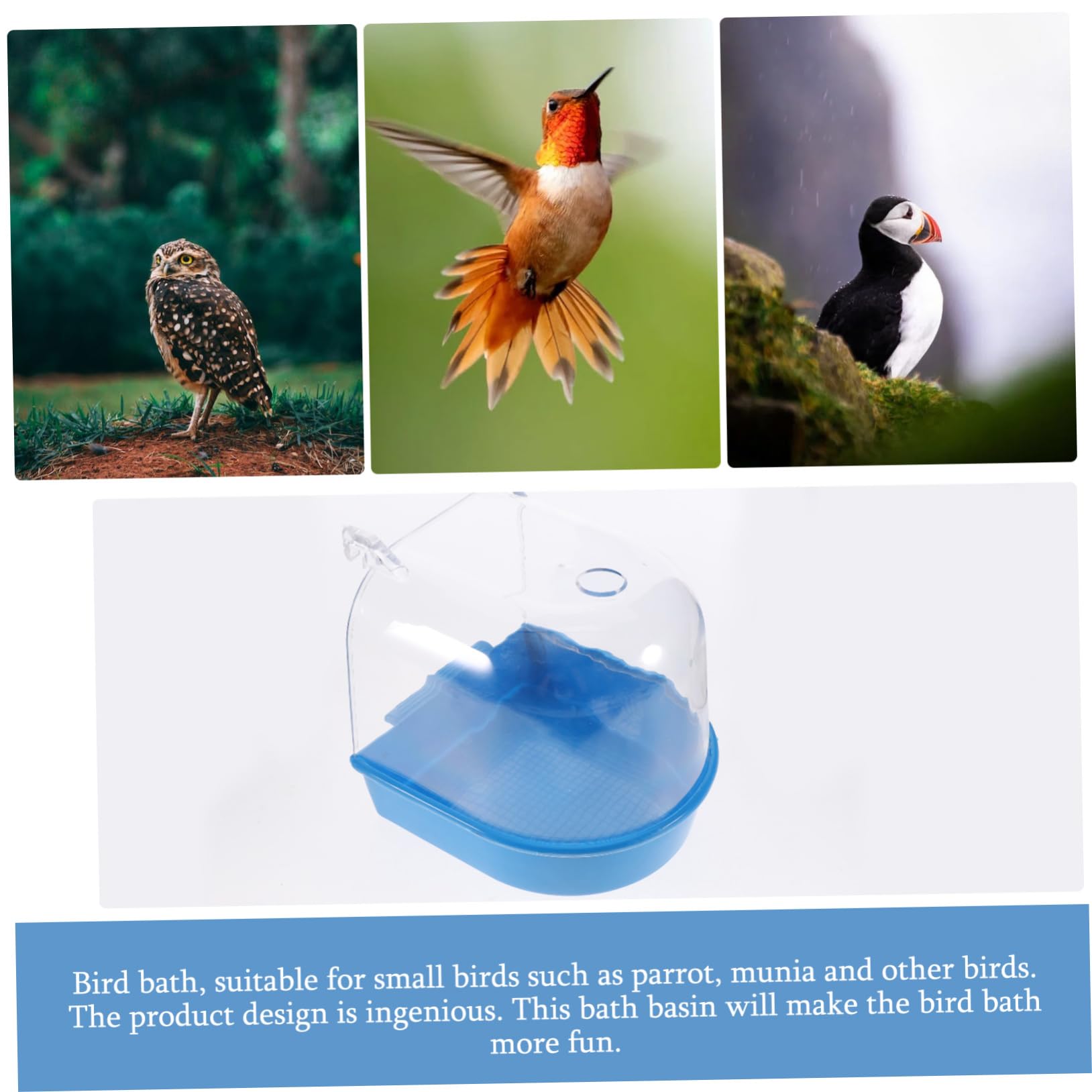 HANABASS 3stücke Bird Bathing Tub Mit Wasserzufuhr Und Duschbox Für Papageien Kleine Vogelbadewanne Blau Für Von Vögeln Trichter Für Einfachen Wasserwechsel