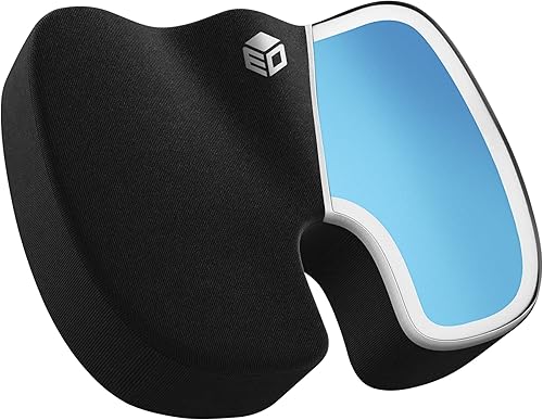 Cojín de asiento de espuma cómodo para aliviar el dolor de coxis, espuma viscoelástica ergonómica antideslizante para apoyo sentado todo el día,