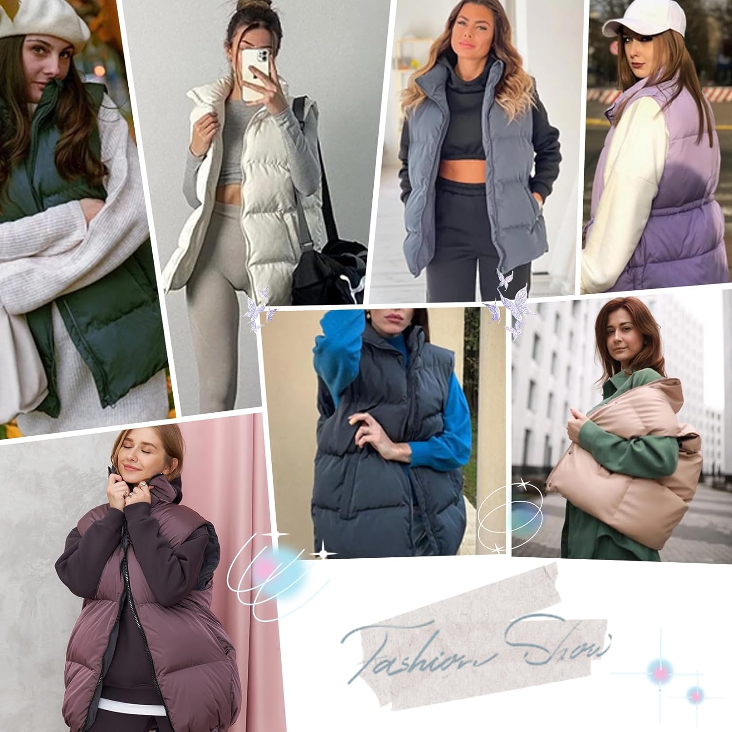 Century Star Puffer Vest for Women's Outerwear Vests Puffy Oversized 2024 Quilted Vest Tops Jackets Coat with Pockets - Image 7