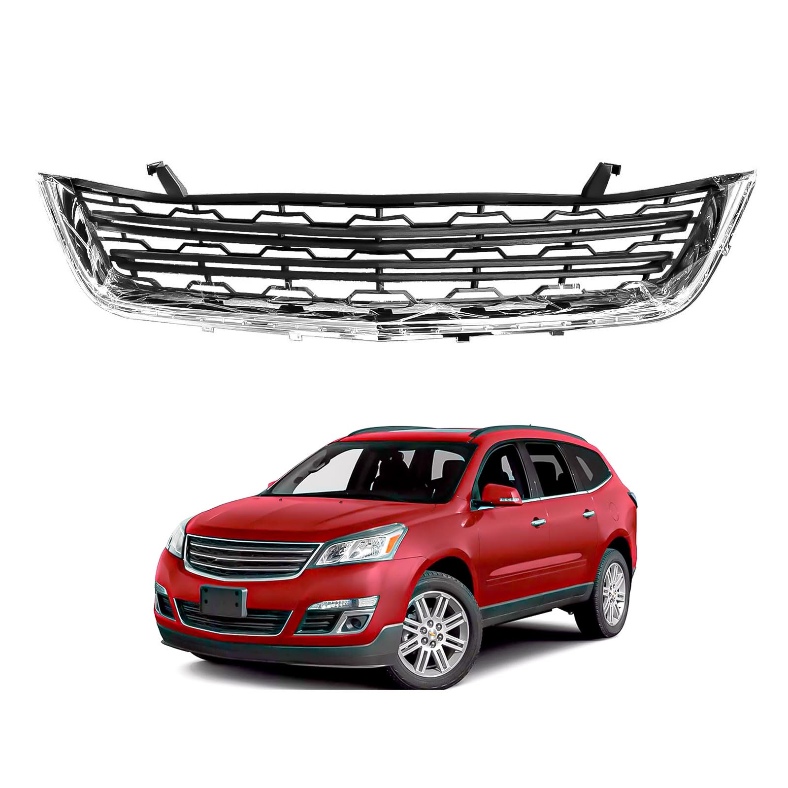 Front Bumper Lower Grille with Chrome Molding Compatible with 2013-2017 Chevy Traverse LS LT Replacement #GM1036154C