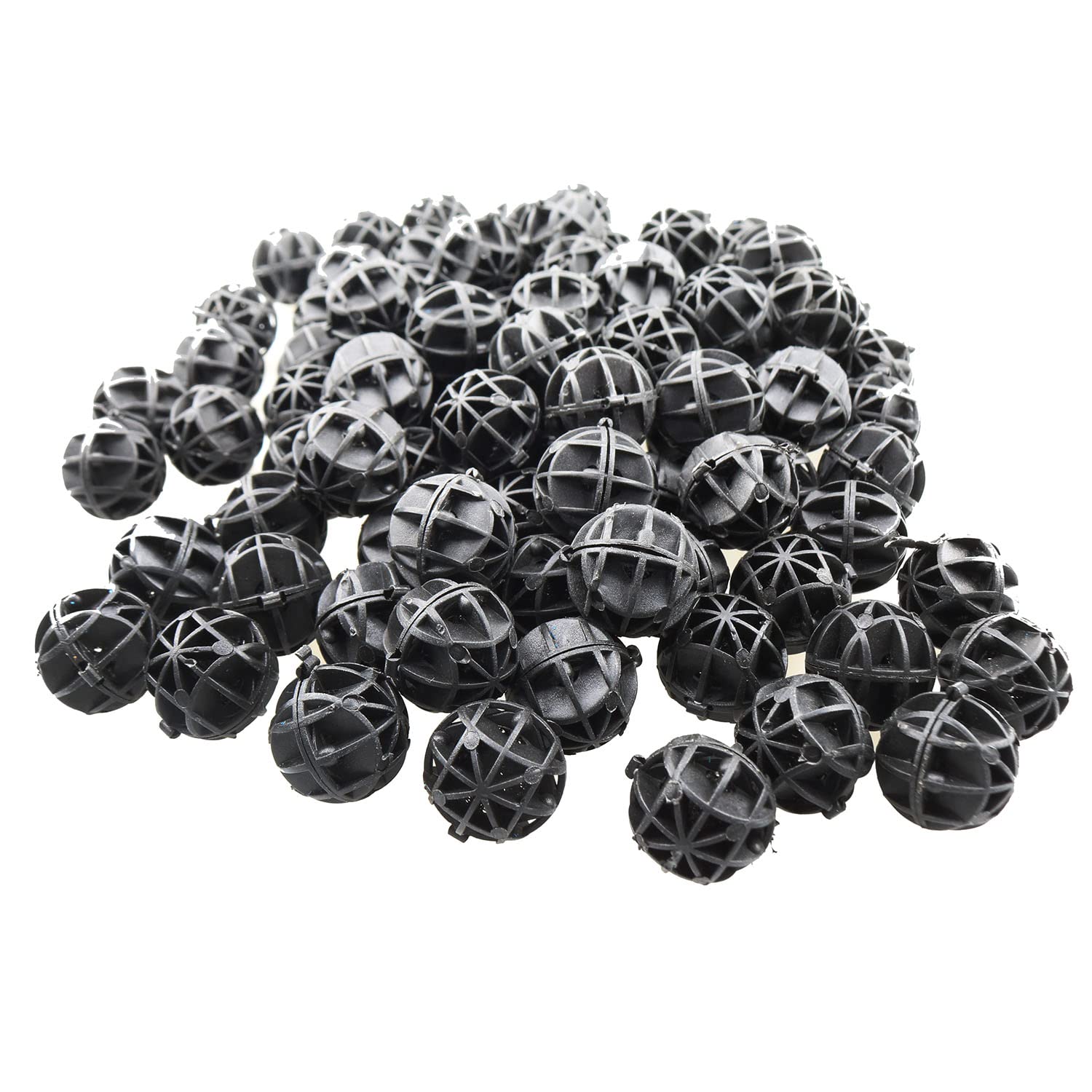 MEETOOT Bio Balls 100pcs Black 16mm Biological Balls Filter Media with Sponge Aquarium Filter Media Tank Bio Balls for Air Pump Clean Fish Tank Pond Sponge Media