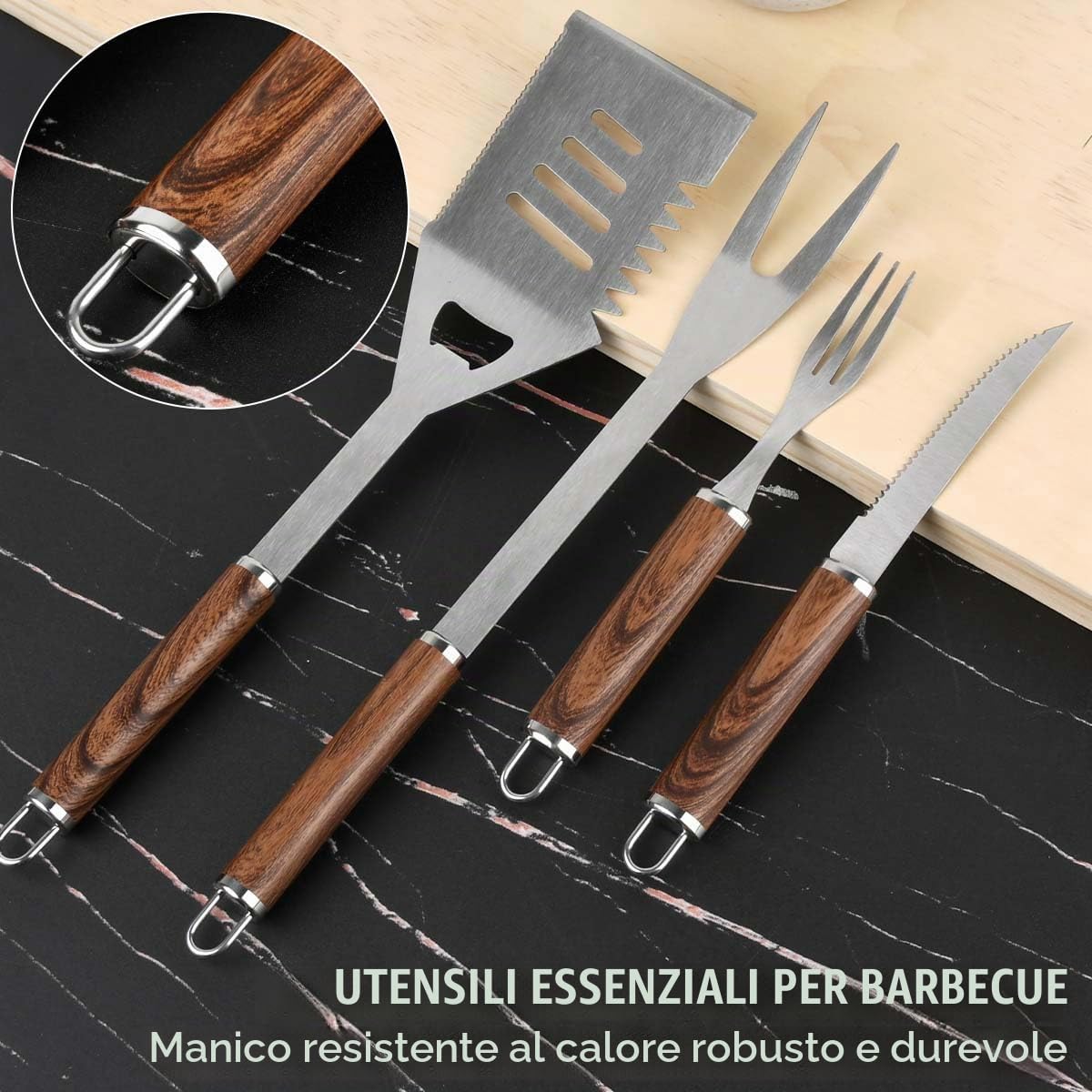 38pcs Set Barbecue, Acciaio Inox Attrezzi Barbecue kit, Kit Barbecue Professionale, Set di Accessori per Barbecue, Kit per Barbecue, per Campeggio All'aperto, Picnic o Uso Familiare