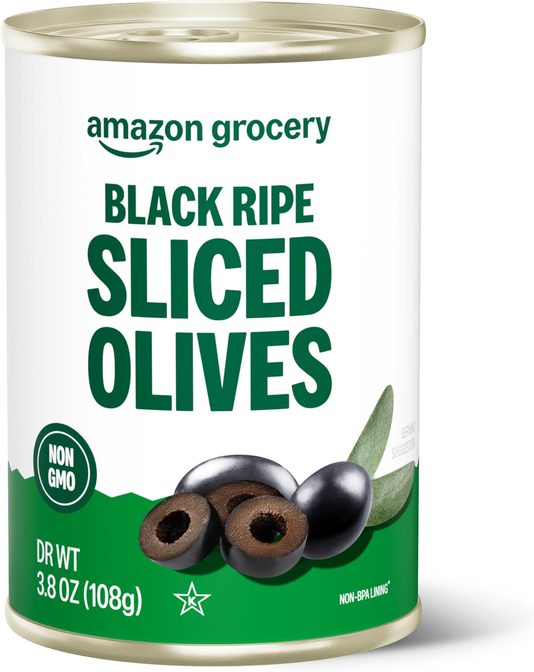 Amazon Grocery, Black Ripe Sliced Olives, 3.8 Oz