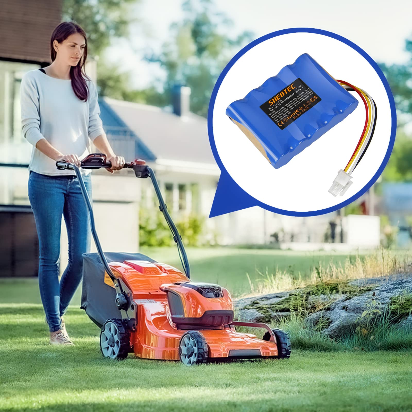 Batteria Shentec 18.5V 3500mAh Per Tosaerba Robot Gardena E Husqvarna, Sostituisce Originale 5848228-01/02