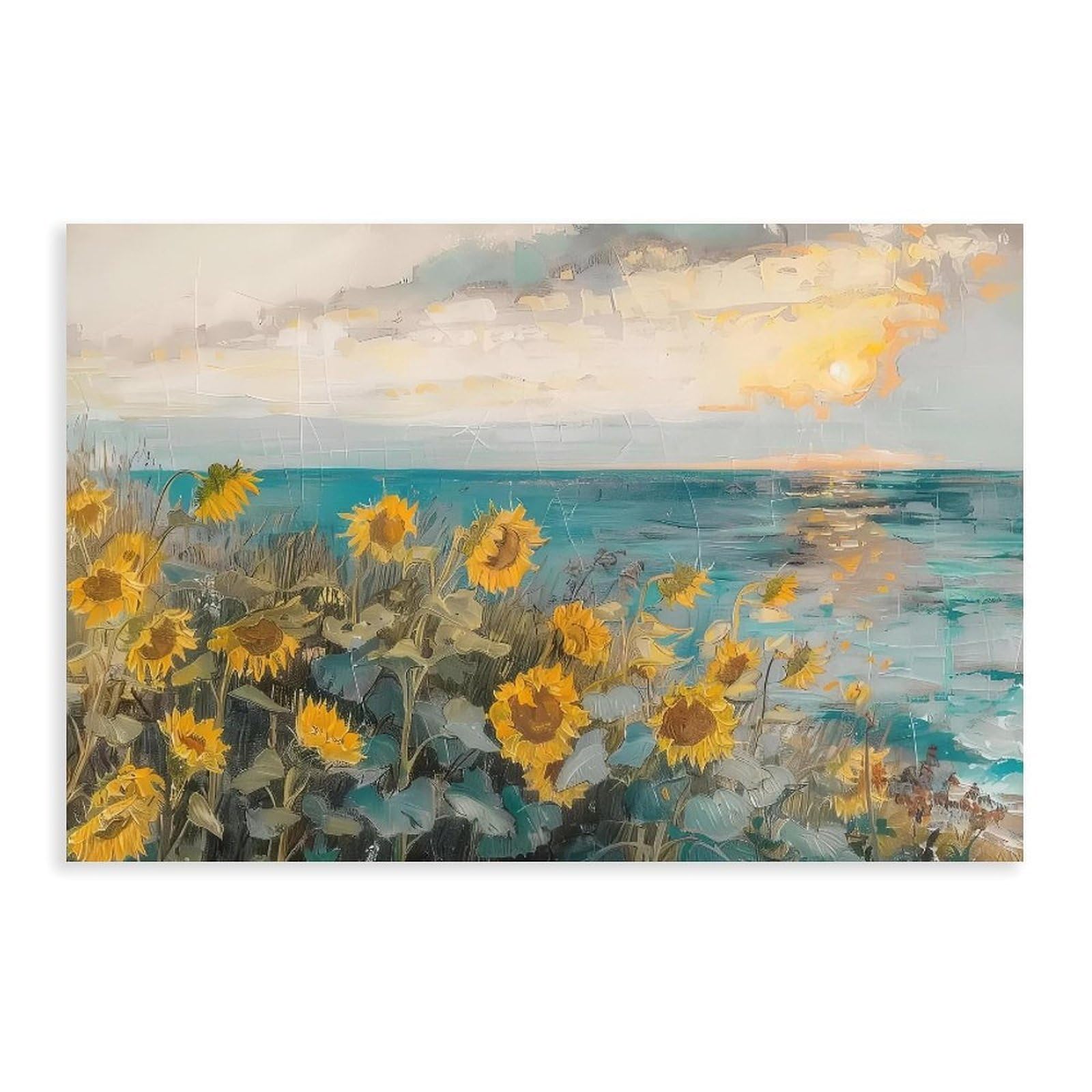 Bareronor Vintage Sunflower Field Canvas Poster for Dorm Room Decor Gift