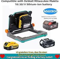 MAKBOS Akkumulátor Adapter 18V Munkalámpa - Kompatibilis Milwaukee M18 és Dewalt 20V Akkukkal - LED Építkezési Reflektor, Munkahelyi Világít 2