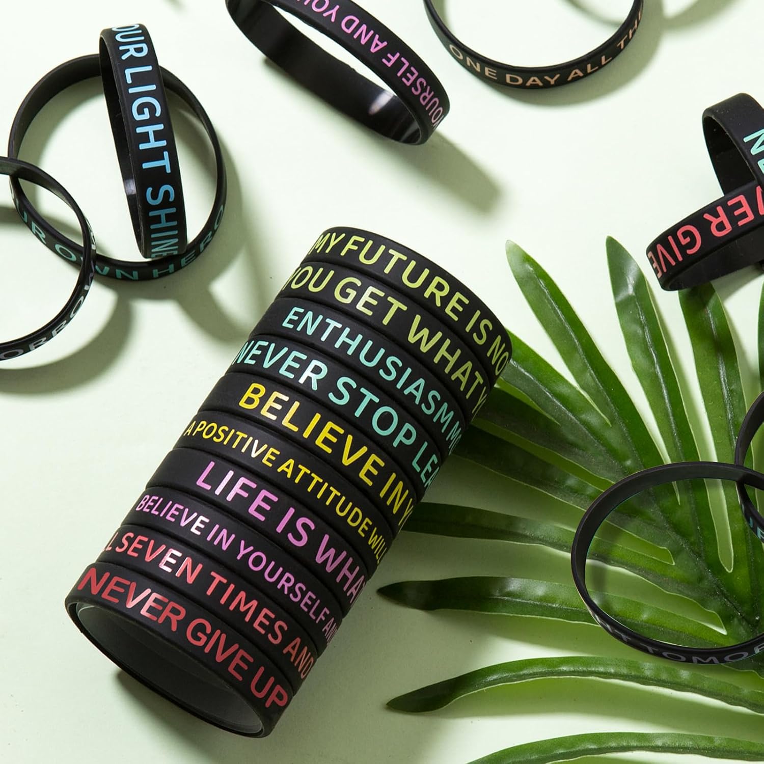 60 Pieces Motivational Quote Rubber Wristbands Colored Inspirational Silicone Bracelets Stretch Unisex Wristbands for Women Men Teens Gifts, 20 Styles - Image 2