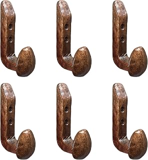 6PC Railroad Spike Cast Iron Hooks Antique Copper Rustic Coat Hook Heavy Duty Wall Mounted Hooks for Towel Bag Hat Bathroom Kitchen Farmhouse Outdoor Home Garden Hanging Tools Planter