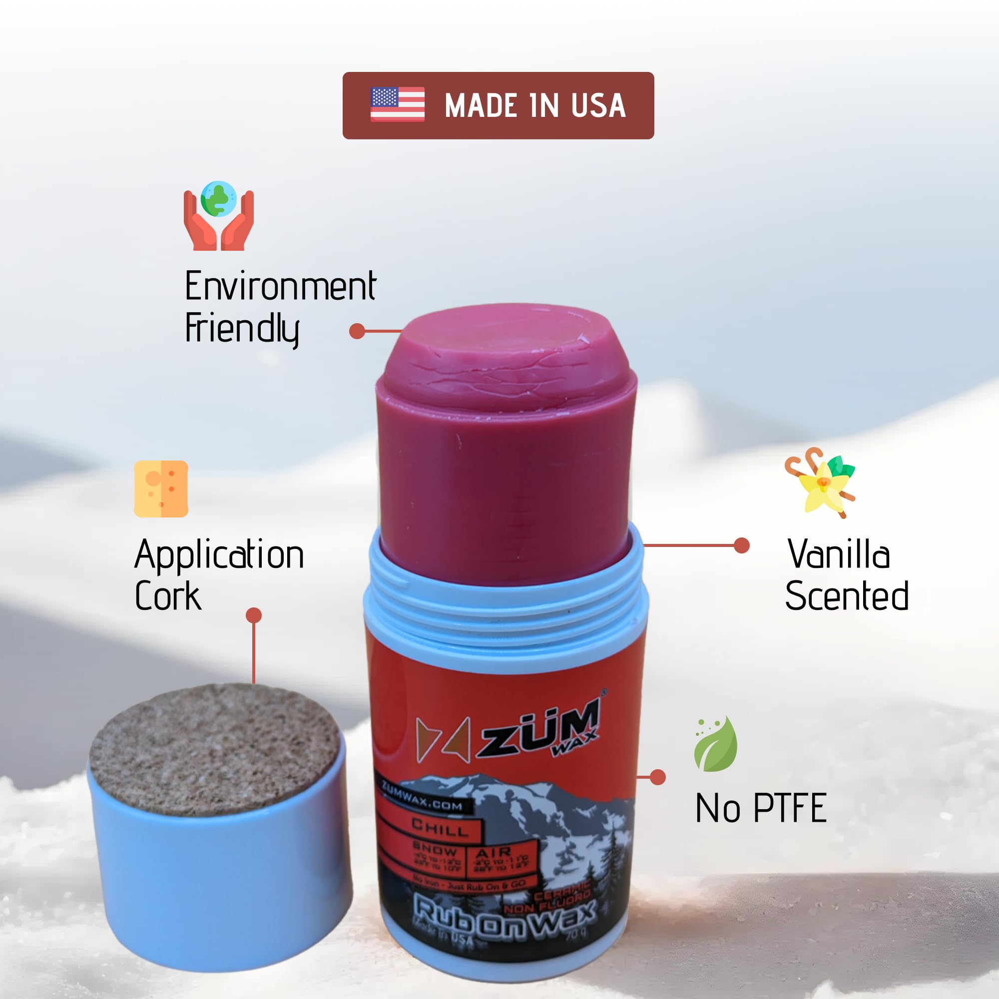 Zumwax Ski- / Snowboard-Wachs aus Keramik, kein Fluoro, zum Aufreiben