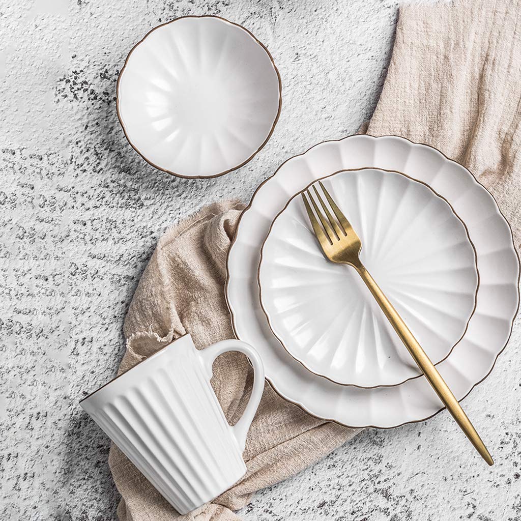 H3TF5J Ceramiczny zestaw zastawy stołowej, 45 sztuk designu płatków matowa porcelanowa zastawa stołowa, zdrowa porcelana kaolinowa, prezenty na imprezę rodzinną, bez poślizgu i odporną na zużycie