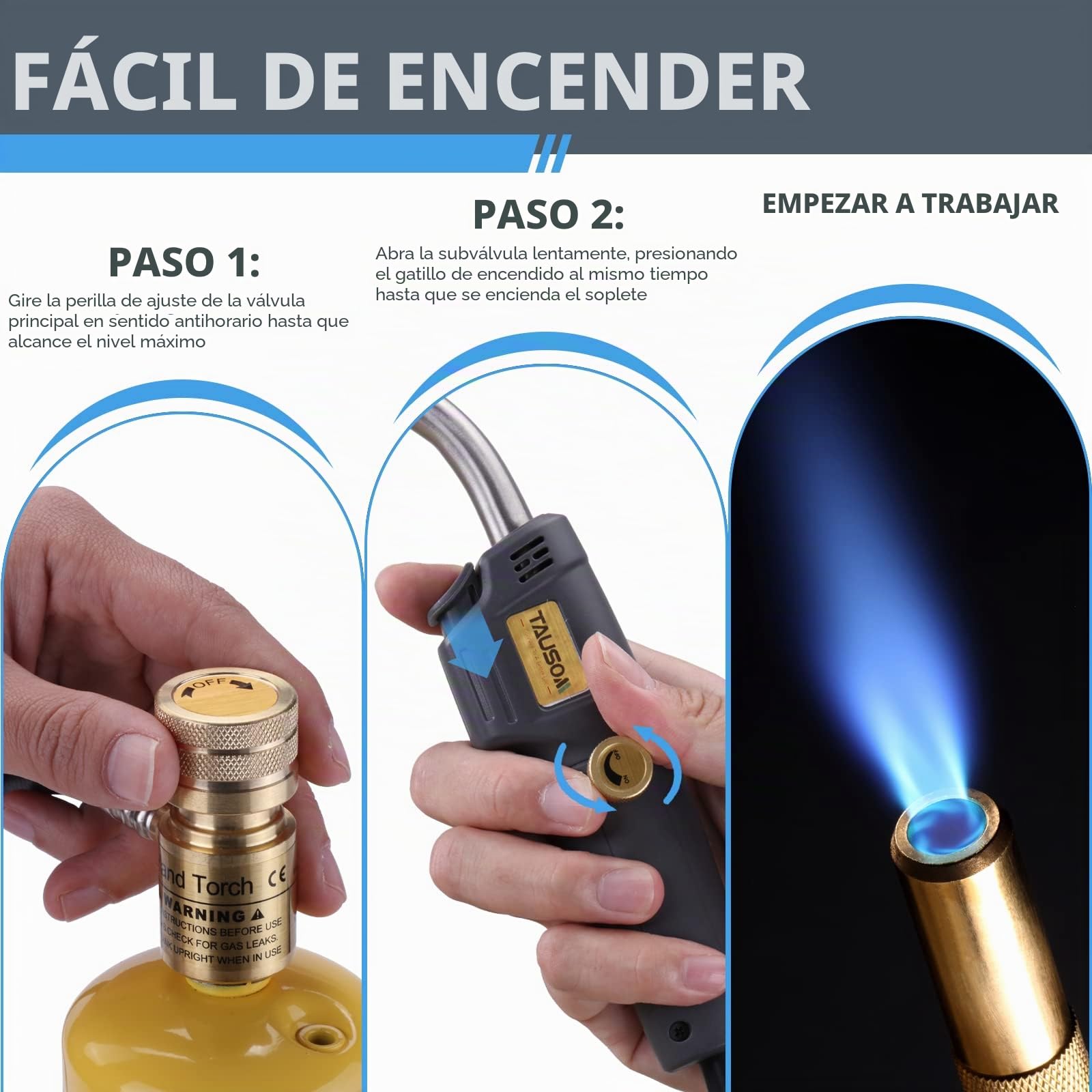 MAPP - Kit de antorcha de gas con funda, perilla de ajuste, gatillo, manguera de propano para soldadura, soldadura, fontanería, HVAC