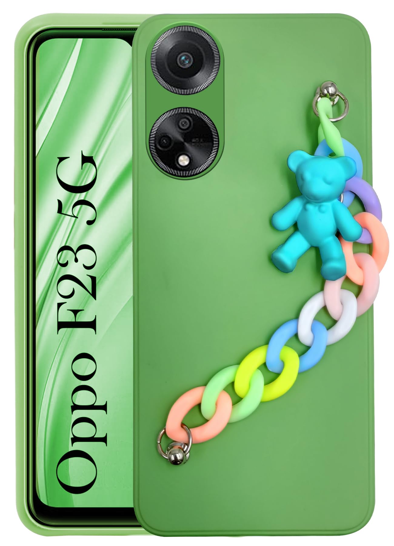Jkobi Back Cover for Oppo F23 5G Girls Case with Bracelet (Wrist Hanging Chain | Teddy Toy Cartoon | Matte Green) (B0CNTG82V9) Amazon Price History, Amazon Price Tracker