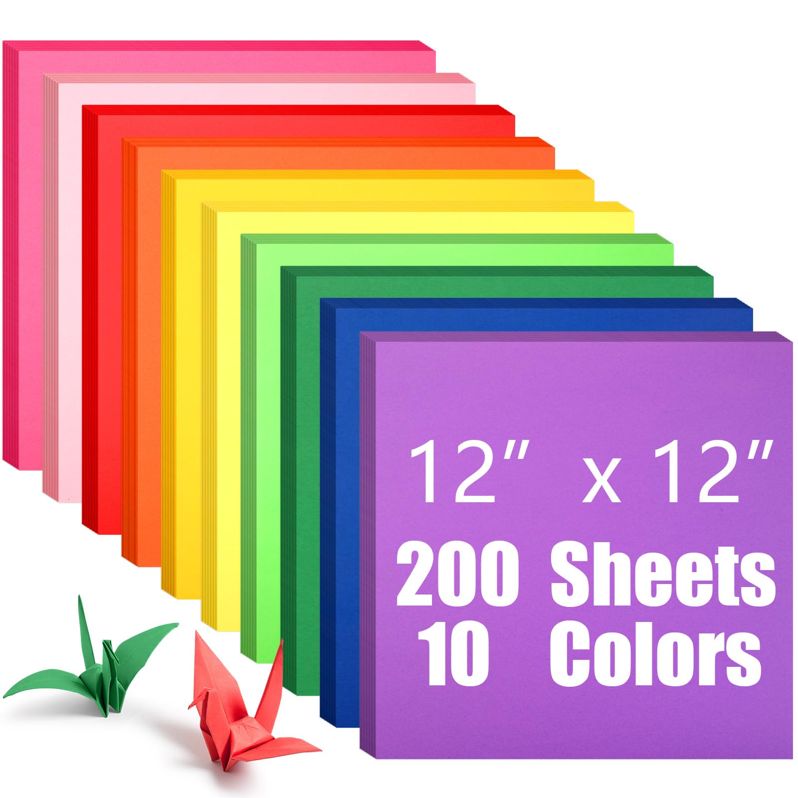 Gueevin 200 Sheets Colored Cardstock Paper 10 Assorted Valentine Colorful Double Sided Printed Paper Construction Card Stock for Scrapbook Party DIY Art Project Card Making Crafting Supplies(12 x 12")