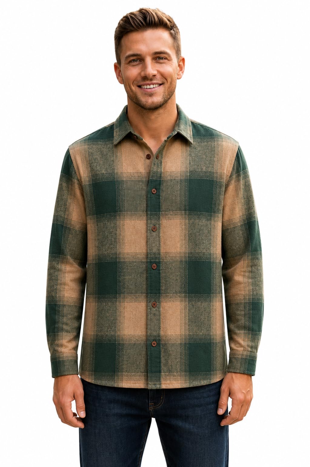 Samskar Men's Green Checks/Green Plaid Flannel Full Sleeve Shirt/Brode Checks (in, Alpha, M, Regular)-image-31