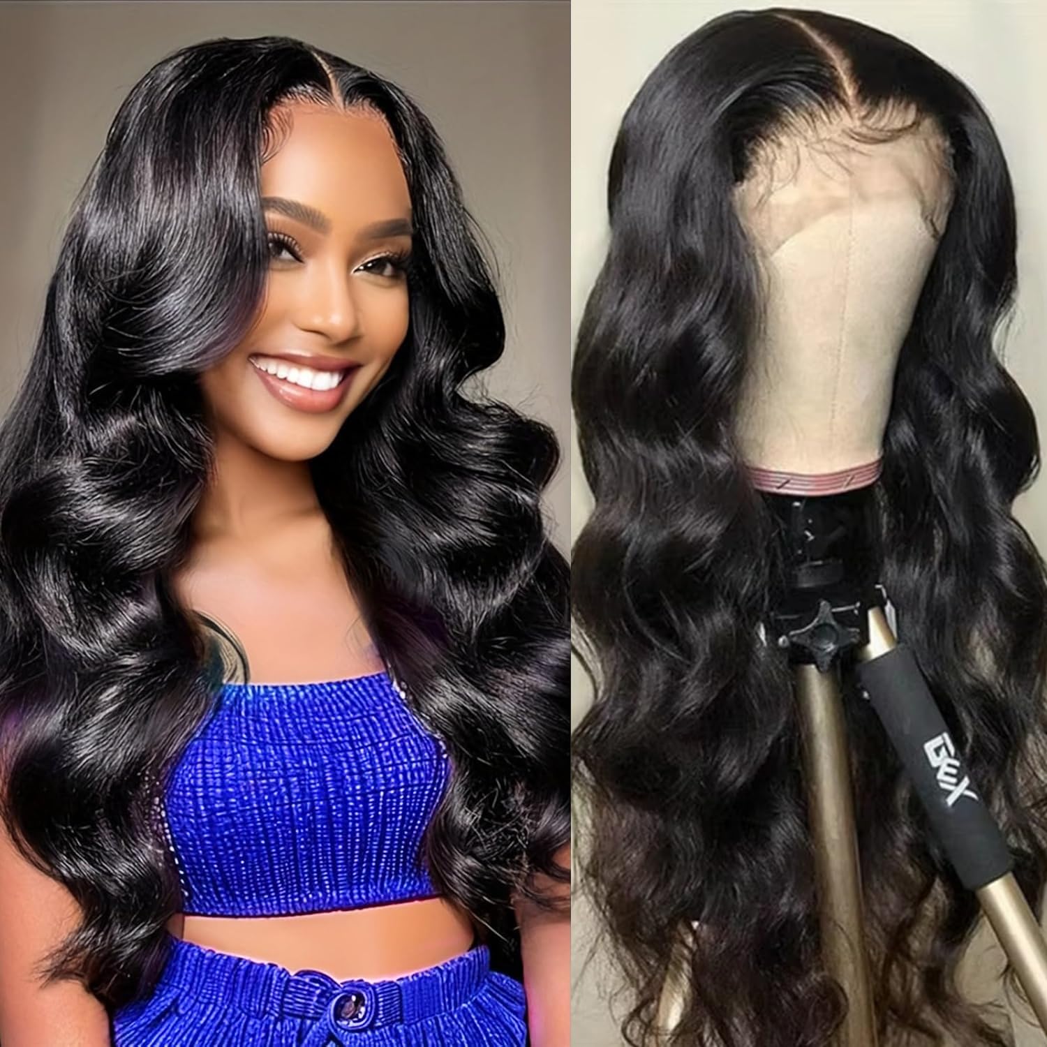 13x6 Body Wave Lace Front Wigs Human Hair 200 Density 13x6 HD Lace Frontal Wigs Human Hair Pre Plucked Brazilian Human Hair Wigs for Women Glueless Lace Frontal Wig Natural Black Body Wave Wig 20 Inch