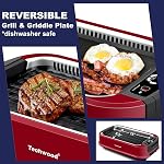 Techwood Indoor Smokeless BBQ Grill with Turbo Smoke Extractor Technology, LED Smart Control Panel, Drip Tray& Removable Grill Plate Easy Cleanup, 1500W
