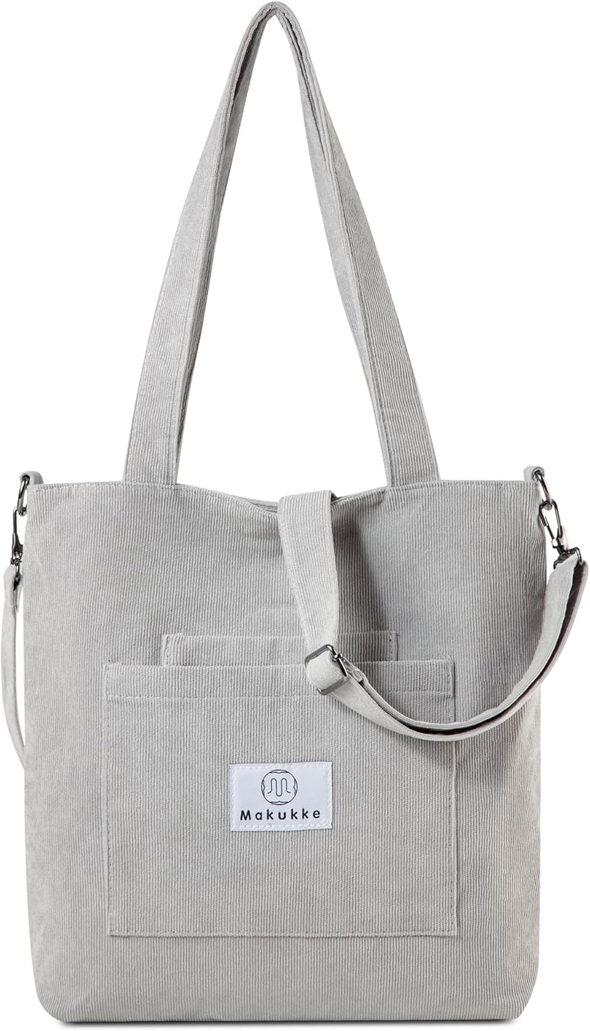 Makukke Corduroy Totes Bag Women's Shoulder Handbags Big Capacity