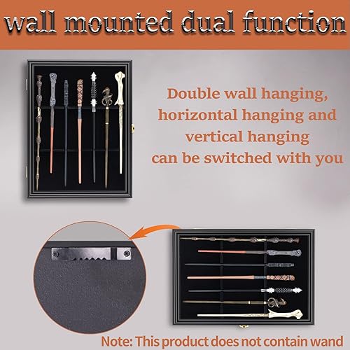Miniatura 5 de Grhonior 7 varitas vitrina universal Magiquest Soporte de varita mágica de mago soporte de pared con cerradura de madera magiquest varita vertical