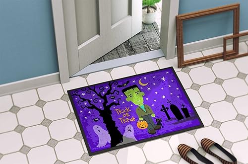 Miniatura 4 de Caroline's Treasures VHA3021JMAT - Tapete de Halloween Frankie Frankenstein de 24 x 36 pulgadas, tapete para puerta delantera, para interiores y
